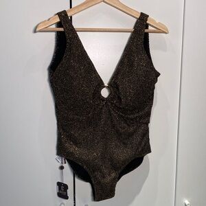 Guria One-Piece crinkle lurex black gold XL  Swimsuit